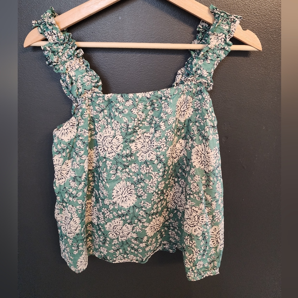 Floral Green Sleeveless Top